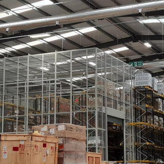 Customised mesh security cage in a warehouse environment