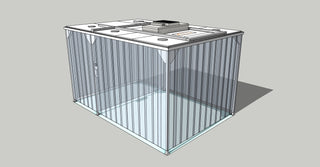 Isometric image of a Nano Clean CleanCell 1.4 Softwall Cleanroom (with Lobby) showing floor fixed CleanCell 1.4/335L-F-SVC with perimeter strip vinyl curtains