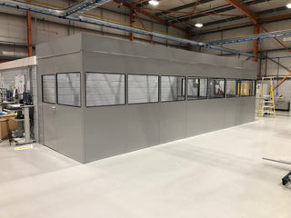 Industrial office, workshop, laboratory space created with single skin steel partition.